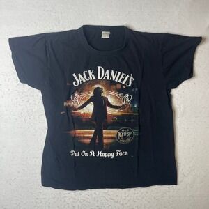 Jack Daniels Old No 7 Brand Put On A Happy Face Graphic T Shirt Black Joker